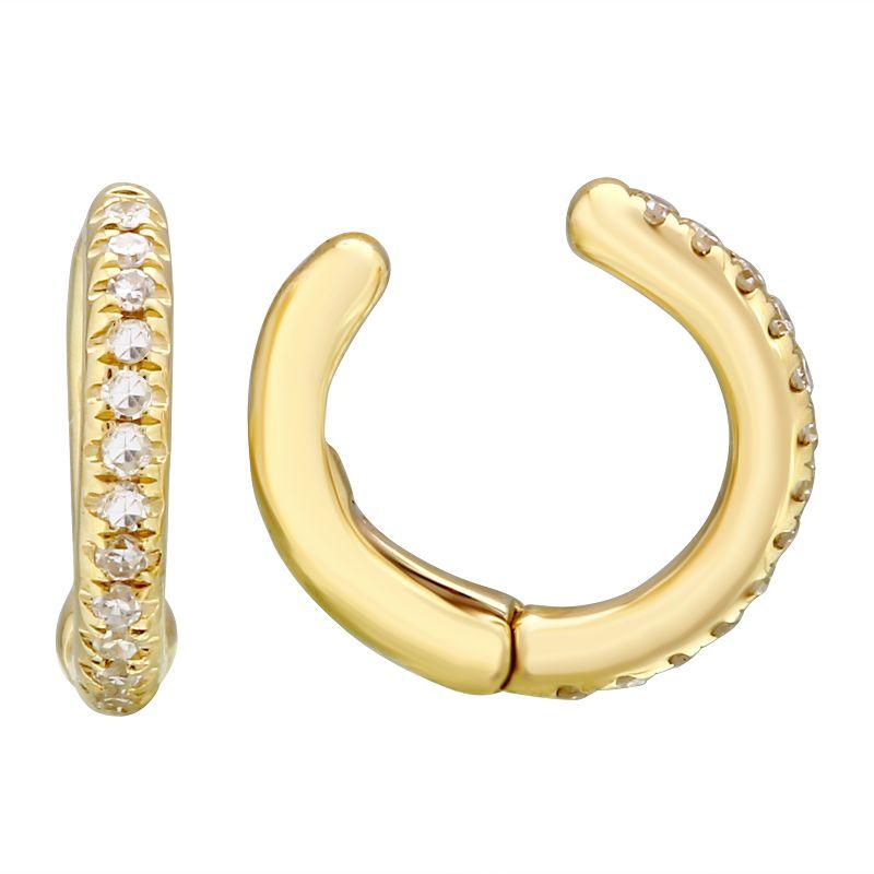 Elegant gold hoop earrings with embedded diamonds by our jewelry brand