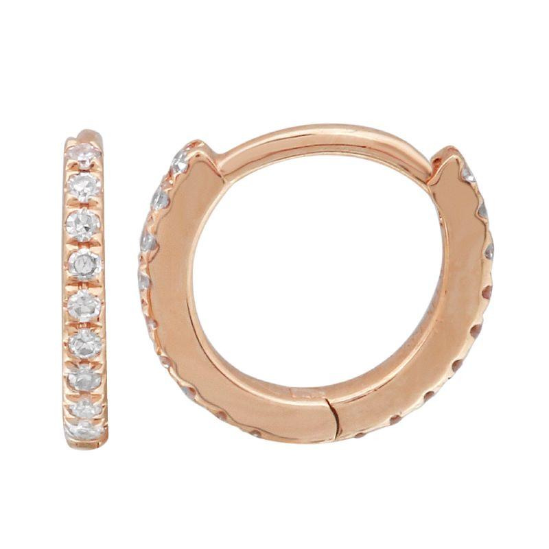 Rose gold hoop earrings with embedded diamond accents from our luxury jewelry collection