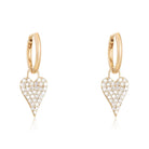 Gold hoop earrings with diamond-studded heart pendants from our luxury jewelry collection