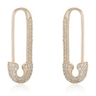 Gold safety pin earrings with diamond accents from our luxury jewelry collection