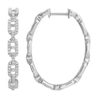 14K Gold Micro Pave Diamond Mariner Oval Hoops Pair White Gold Earrings by Izakov Diamonds + Fine Jewelry | Izakov