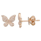 Elegant butterfly-shaped diamond stud earrings in rose gold, perfect addition to our luxury jewelry collection.