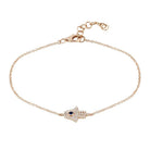 14K Gold Micro Pave Diamond Sapphire Small Hamsa Bracelet - Bracelets - Izakov Diamonds + Fine Jewelry