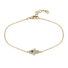 14K Gold Micro Pave Diamond Sapphire Hamsa Bracelet Yellow Gold Izakov Diamonds + Fine Jewelry