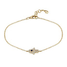 14K Gold Micro Pave Diamond Sapphire Small Hamsa Bracelet - Bracelets - Izakov Diamonds + Fine Jewelry