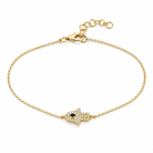 Micro Pave Diamond Sapphire Small Hamsa Bracelet, diamond, sapphire, Izakov Fine Jewelry