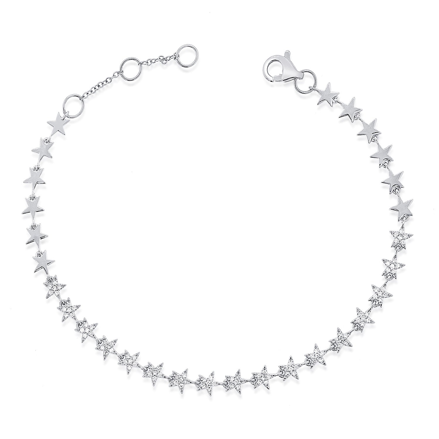 14K Gold Micro Pave Diamond Star Links Bracelet White Gold Bracelets by Izakov Diamonds + Fine Jewelry | Izakov