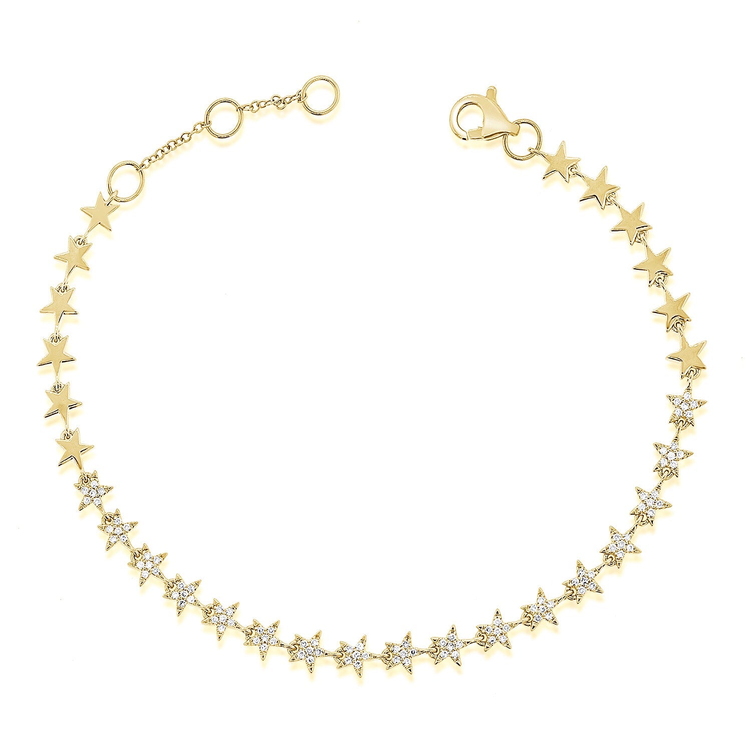 14K Gold Micro Pave Diamond Star Links Bracelet Yellow Gold Bracelets by Izakov Diamonds + Fine Jewelry | Izakov