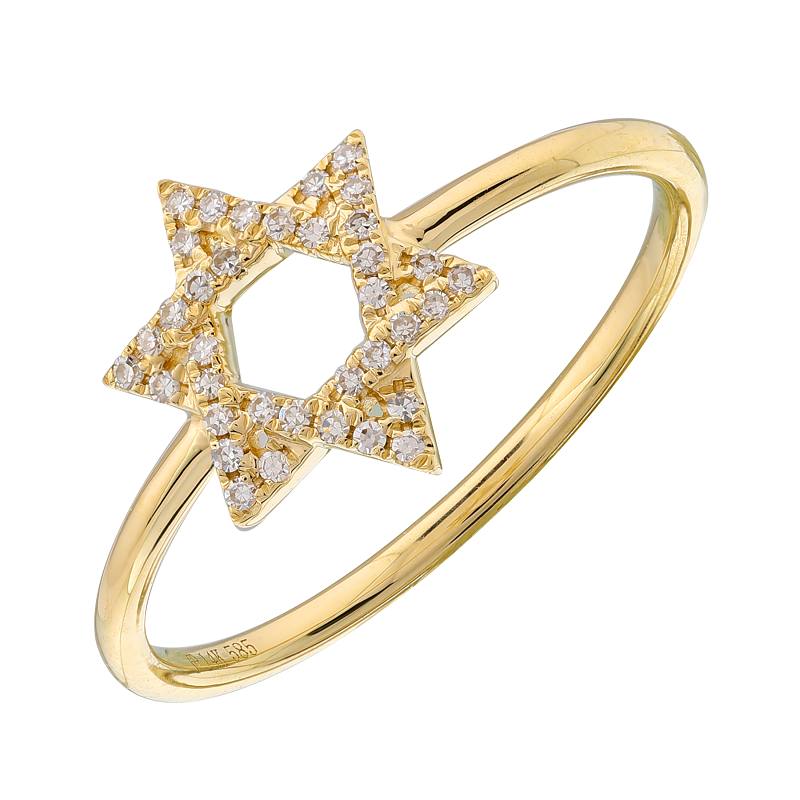 14K Gold Micro Pave Diamond Star Of David Ring Yellow Gold Rings by Izakov Diamonds + Fine Jewelry | Izakov