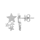 Silver star-shaped stud earrings with cubic zirconia crystals from our jewelry collection.