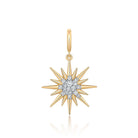 Sunburst Micro Pave Diamond Pendant by Izakov Fine Jewelry in 14K gold with radiant diamond design.