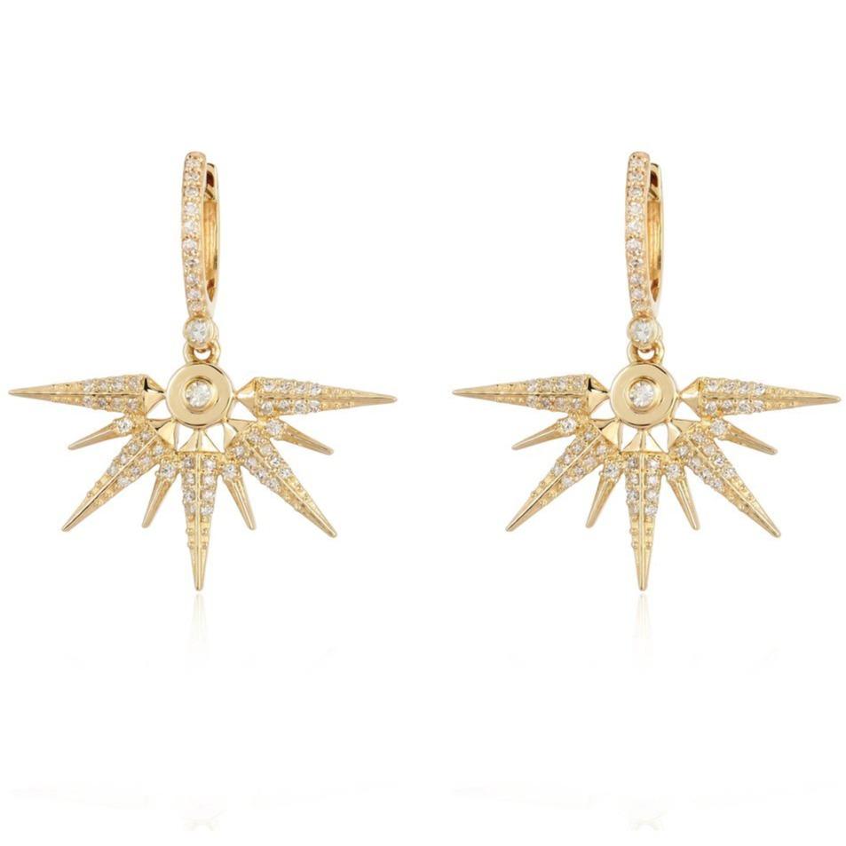 Gold starburst earrings with diamonds from our premium jewelry collection