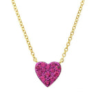 Gold chain necklace with pink gemstone heart pendant from our exclusive jewelry collection.