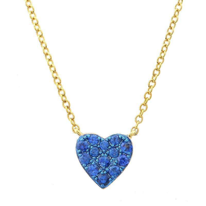 Heart-shaped blue gemstone pendant on a delicate gold chain by our premium jewelry brand.