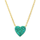 14K Gold Micro Pave Gemstone Heart Necklace Yellow Gold Tsavorite Necklaces by Izakov Diamonds + Fine Jewelry | Izakov