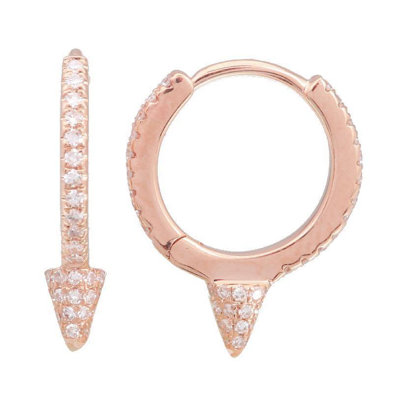 Rose gold hoop earrings with triangular diamond accents - stylish jewelry accessory for any occasion