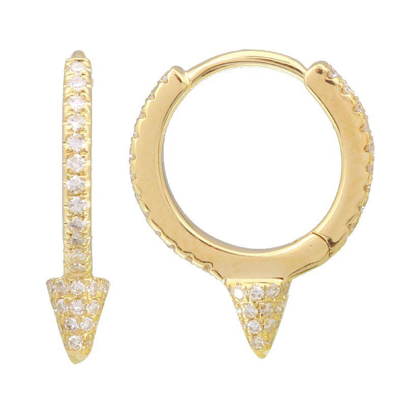 Gold hoop earrings with arrow design and embedded diamonds - elegant jewelry piece from [Brand Name]