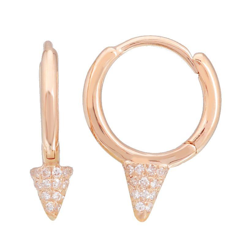 Rose gold hoop earrings with diamond accents from our jewelry brand.