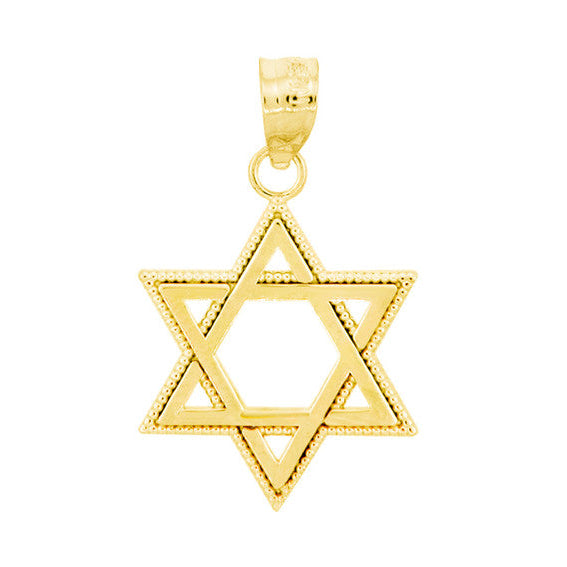 14K Gold Milgrain Star of David Necklace Charm Yellow Gold Charms & Pendants by Izakov Diamonds + Fine Jewelry | Izakov