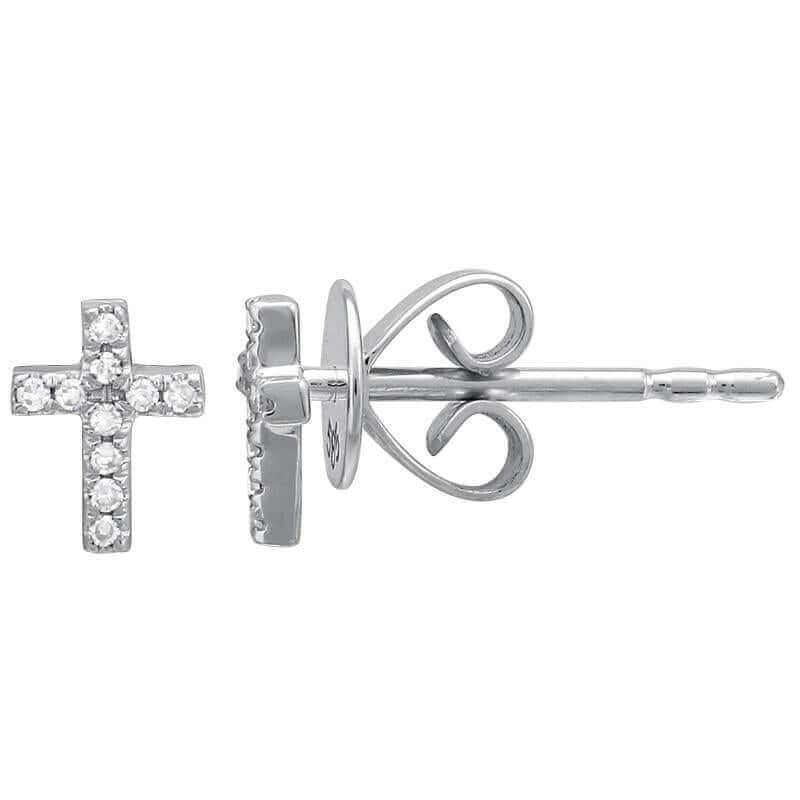 Silver cross stud earrings with sparkling diamonds - elegant jewelry from our brand