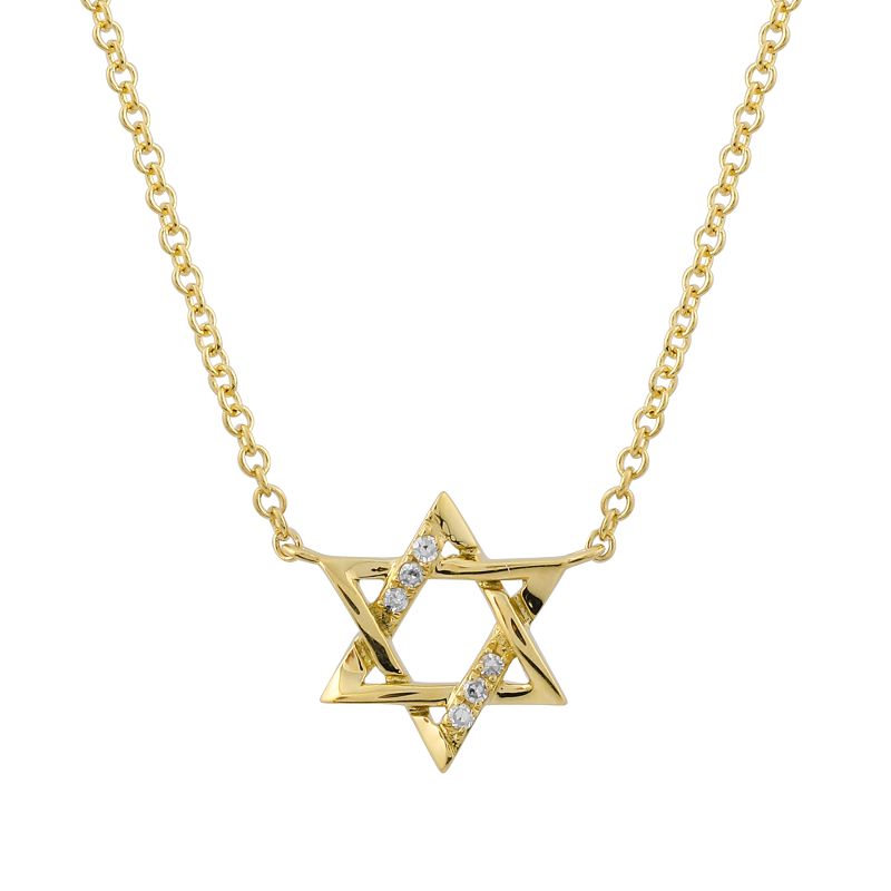 14K Gold Mini Diamond Accented Star of David Necklace - Necklaces - Izakov Diamonds + Fine Jewelry
