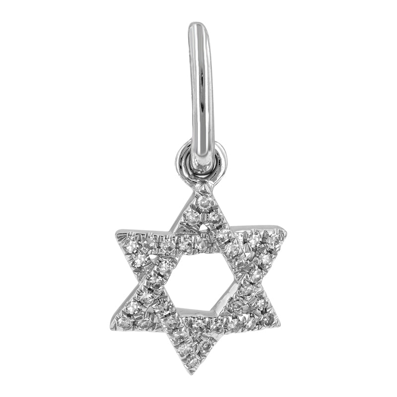 14K Gold Mini Micro Pave Diamond Star of David Charm White Gold Charms & Pendants by Izakov Diamonds + Fine Jewelry | Izakov