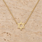 Petite Star of David Gold Necklace in 14K yellow gold, styled, Izakov Fine Jewelry