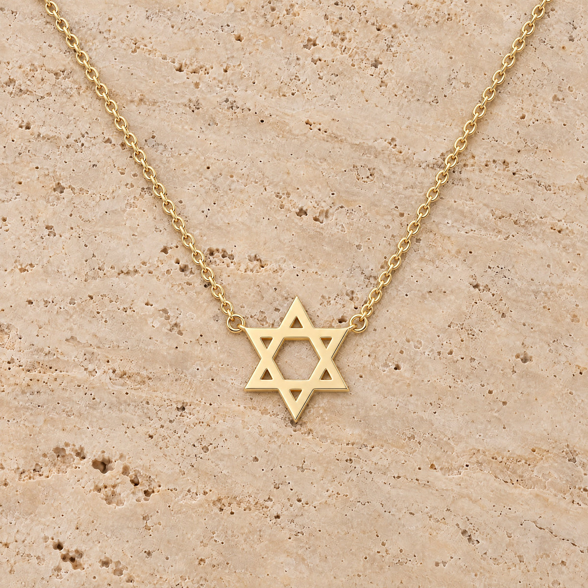Petite Star of David Gold Necklace in 14K yellow gold, styled, Izakov Fine Jewelry