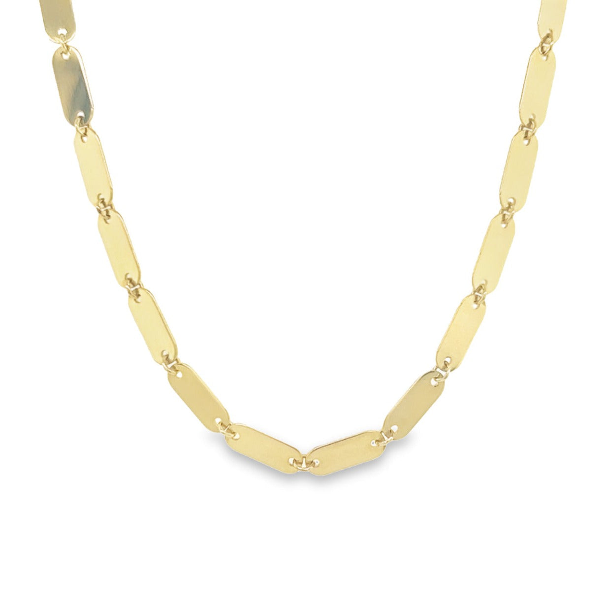 14K Gold Mirror Tag Link Chain Necklace Izakov Diamonds + Fine Jewelry