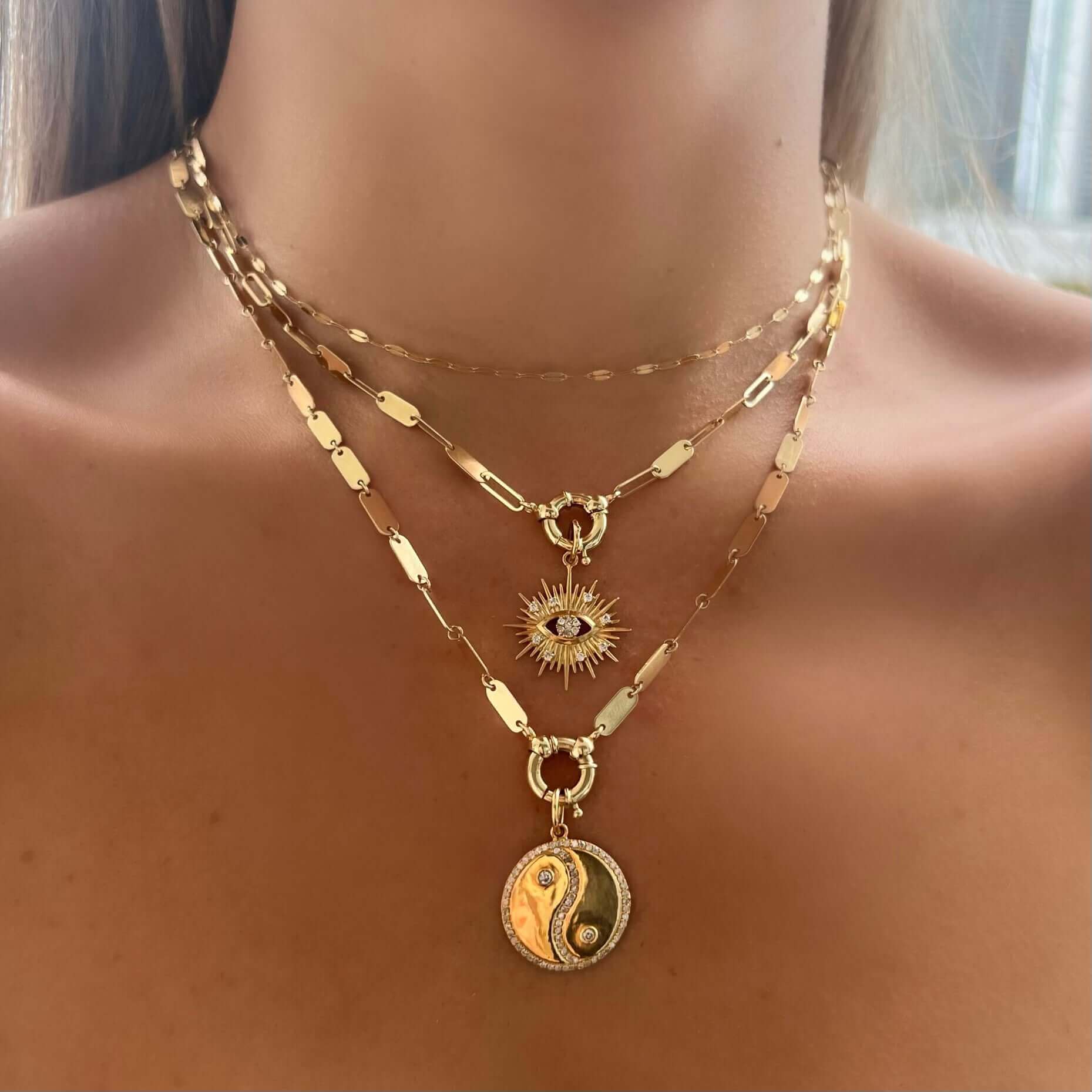 14K Gold Mirror Tag Link Chain Necklace - Necklaces - Izakov Diamonds + Fine Jewelry