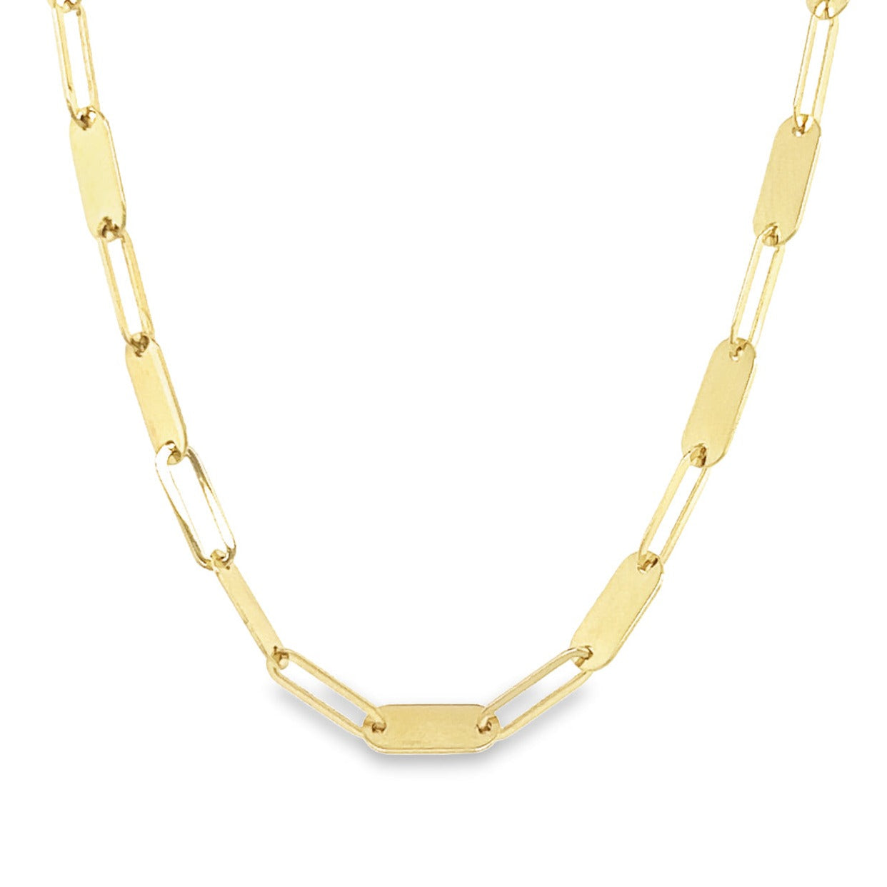 14K Gold Mirror Tag Paper Clip Chain Necklace Izakov Diamonds + Fine Jewelry