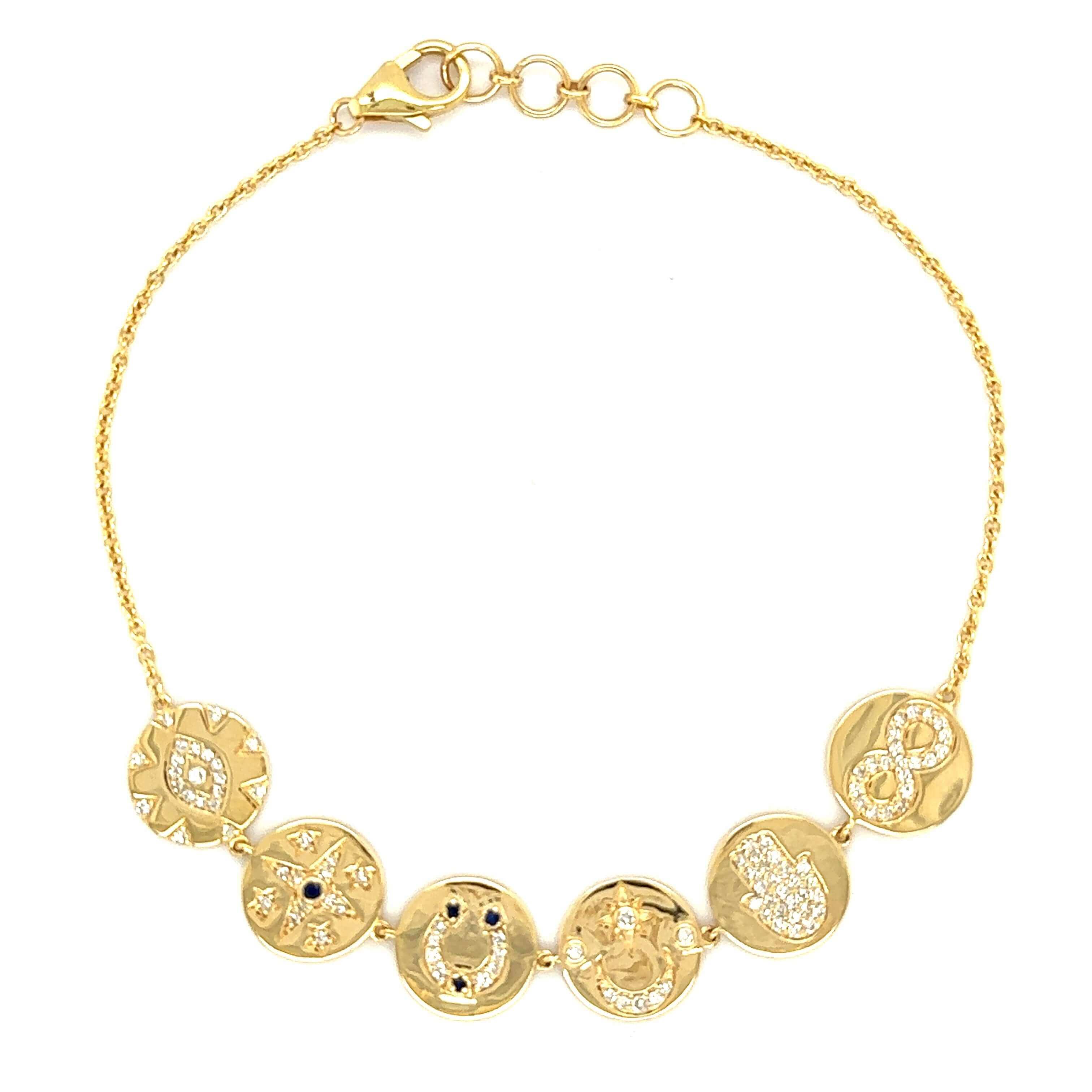 14K Gold Motif Discs Diamond Bracelet Yellow Gold Bracelets by Izakov Diamonds + Fine Jewelry | Izakov