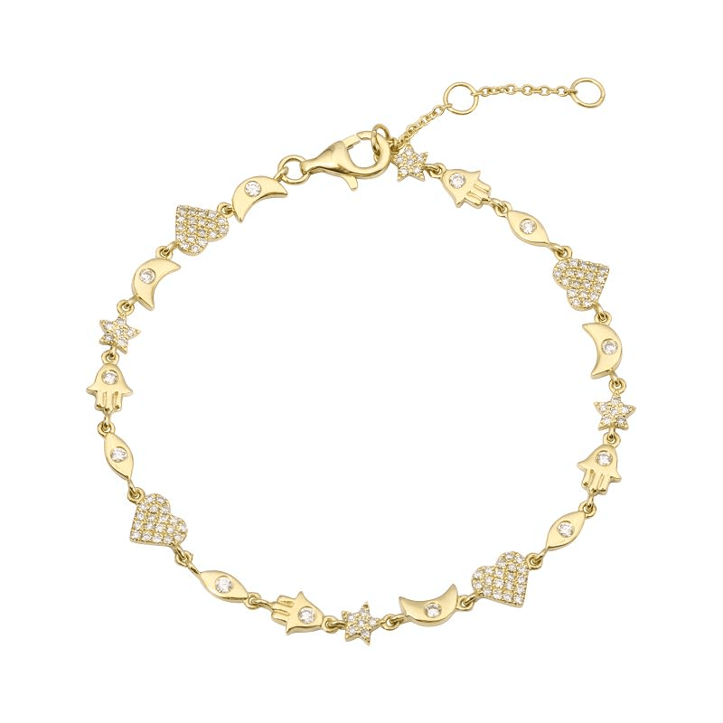 14K Gold Multi Motifs Diamond Bracelet - Bracelets - Izakov Diamonds + Fine Jewelry