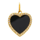 14K Gold Onyx Heart Diamond Necklace Charm Pendant 11x11mm / Yellow Gold Izakov Diamonds + Fine Jewelry
