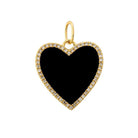 14K Gold Onyx Heart Diamond Necklace Charm Pendant 15x15mm / Yellow Gold Izakov Diamonds + Fine Jewelry