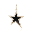 Gold star-shaped pendant with black enamel and diamond accents from our premium jewelry collection