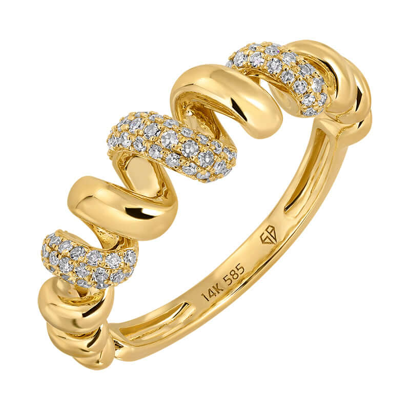 Open Spring Micro Pave Diamond Ring in 14k gold featuring elegant micro pavé diamonds for stunning radiance.