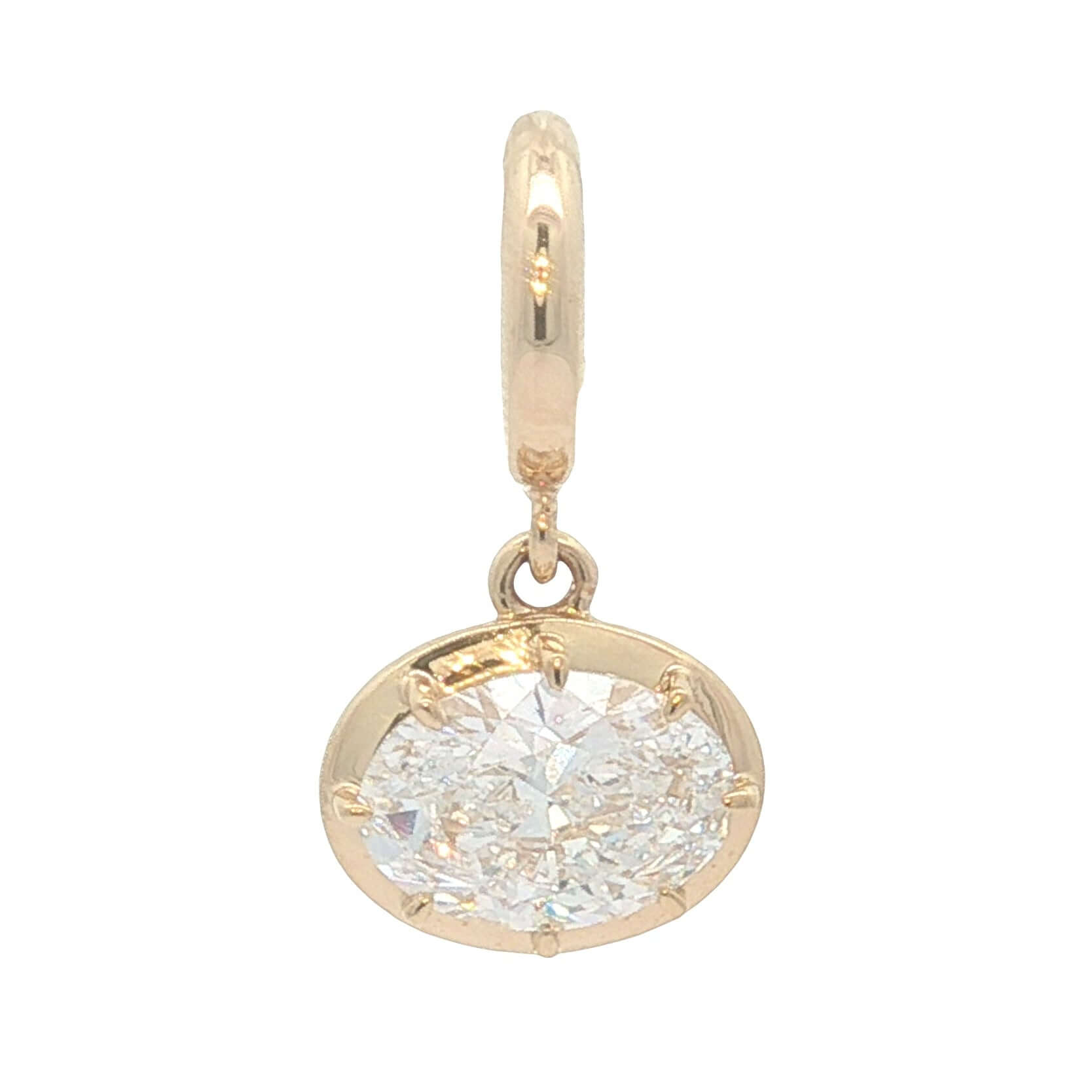 14K Gold Multi Prong Set Lab Diamond Pendant with oval lab-grown diamond, showcasing elegant design and brilliance.