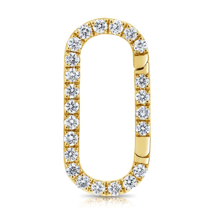 14K Gold Oval Link Diamond Charm Enhancer Yellow Gold Charm Enhancers by Izakov Diamonds + Fine Jewelry | Izakov