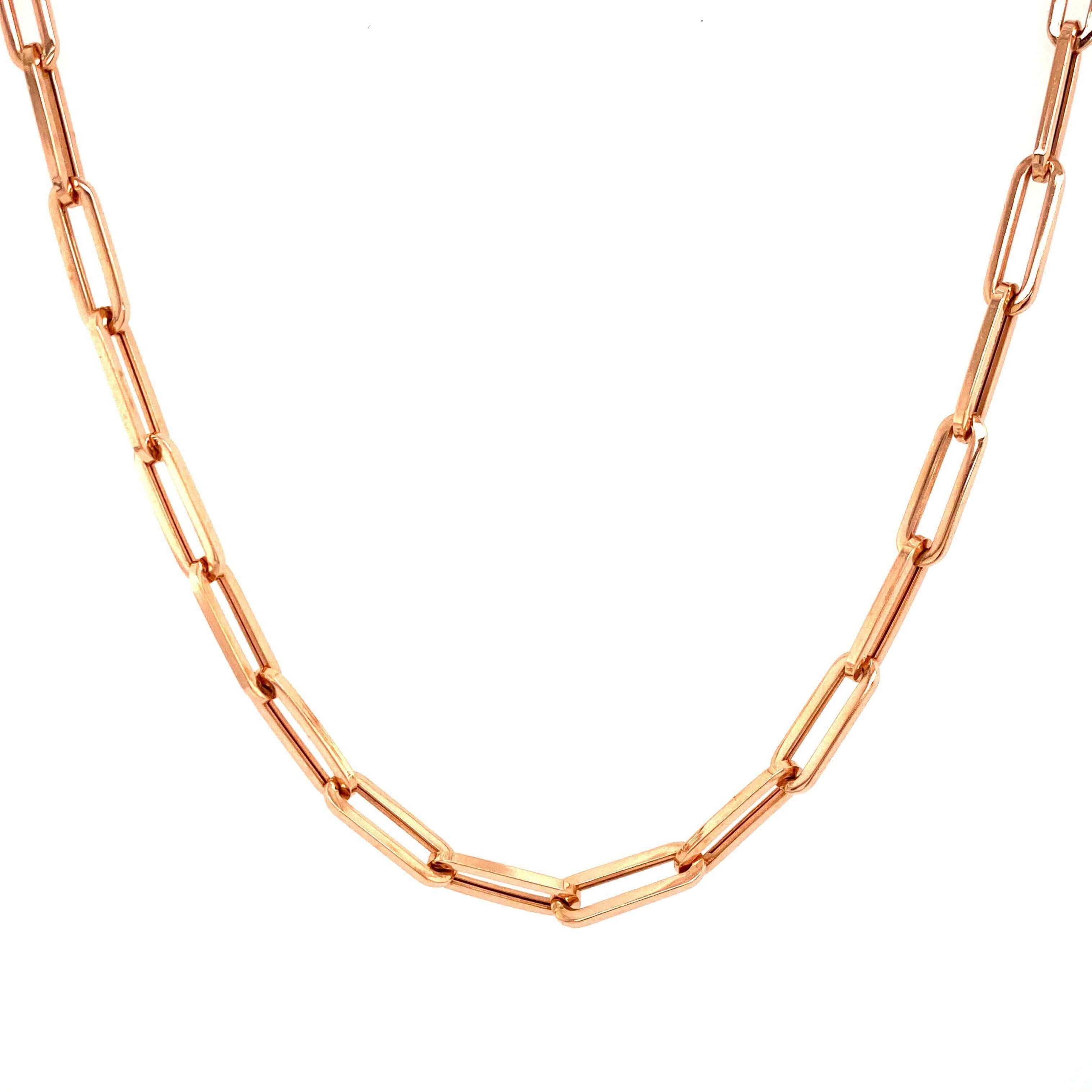 Gold rectangular link chain necklace from our exclusive jewelry collection.