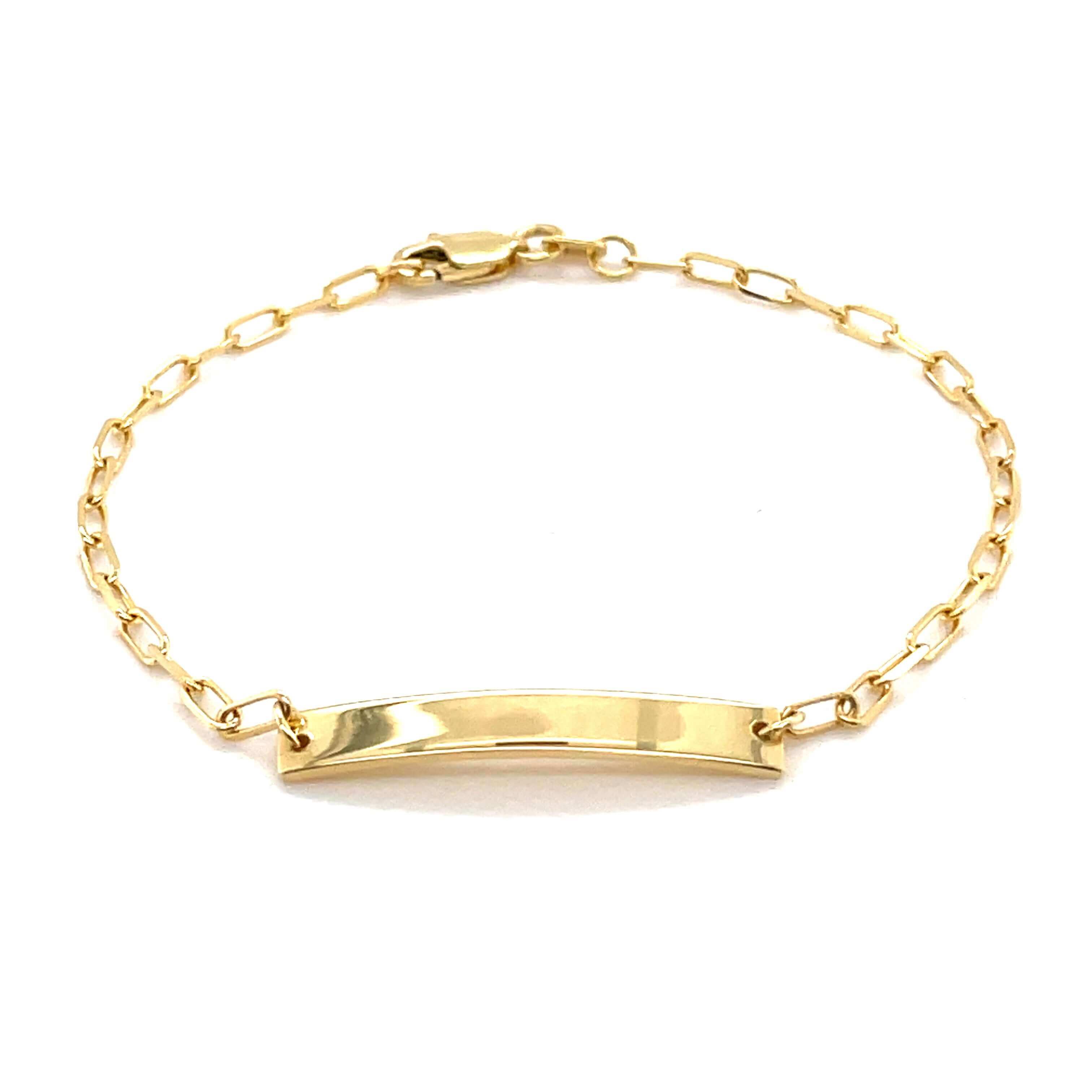 14K Gold Paper Clip Link Engravable ID Baby Bracelet - Baby Jewelry - Izakov Diamonds + Fine Jewelry