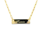 14K Gold Paper Clip Link Engravable ID Bar Necklace Yellow Gold Necklaces by Izakov Diamonds + Fine Jewelry | Izakov