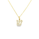 Gold crown pendant necklace with diamonds from our jewelry collection.