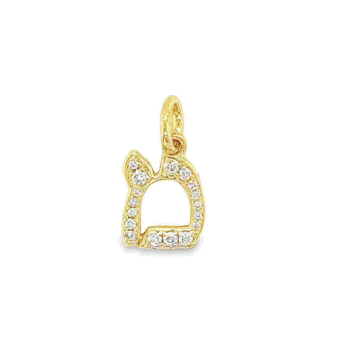 Gold and diamond Hebrew letter pendant from luxury jewelry collection.