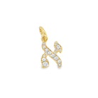14K Gold Pave Diamond Personalized Hebrew Initial Necklace Charm א (Alef) Yellow Gold Charms & Pendants by Izakov Diamonds + Fine Jewelry | Izakov