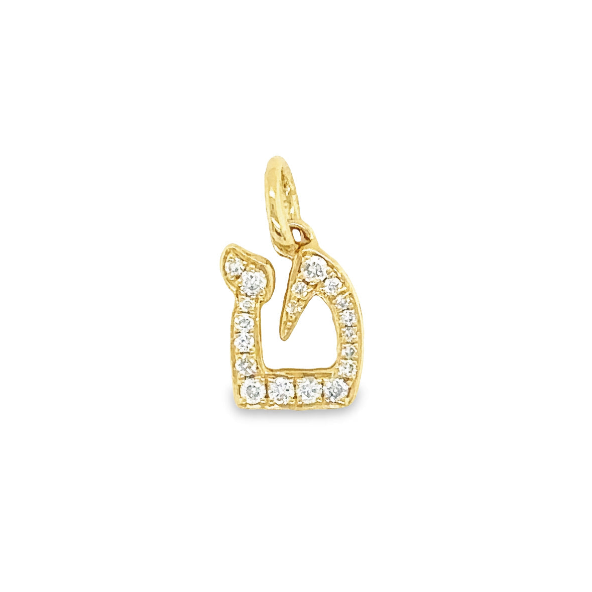 14K Gold Pave Diamond Personalized Hebrew Initial Necklace ט (Tet) White Gold Necklaces by Izakov Diamonds + Fine Jewelry | Izakov