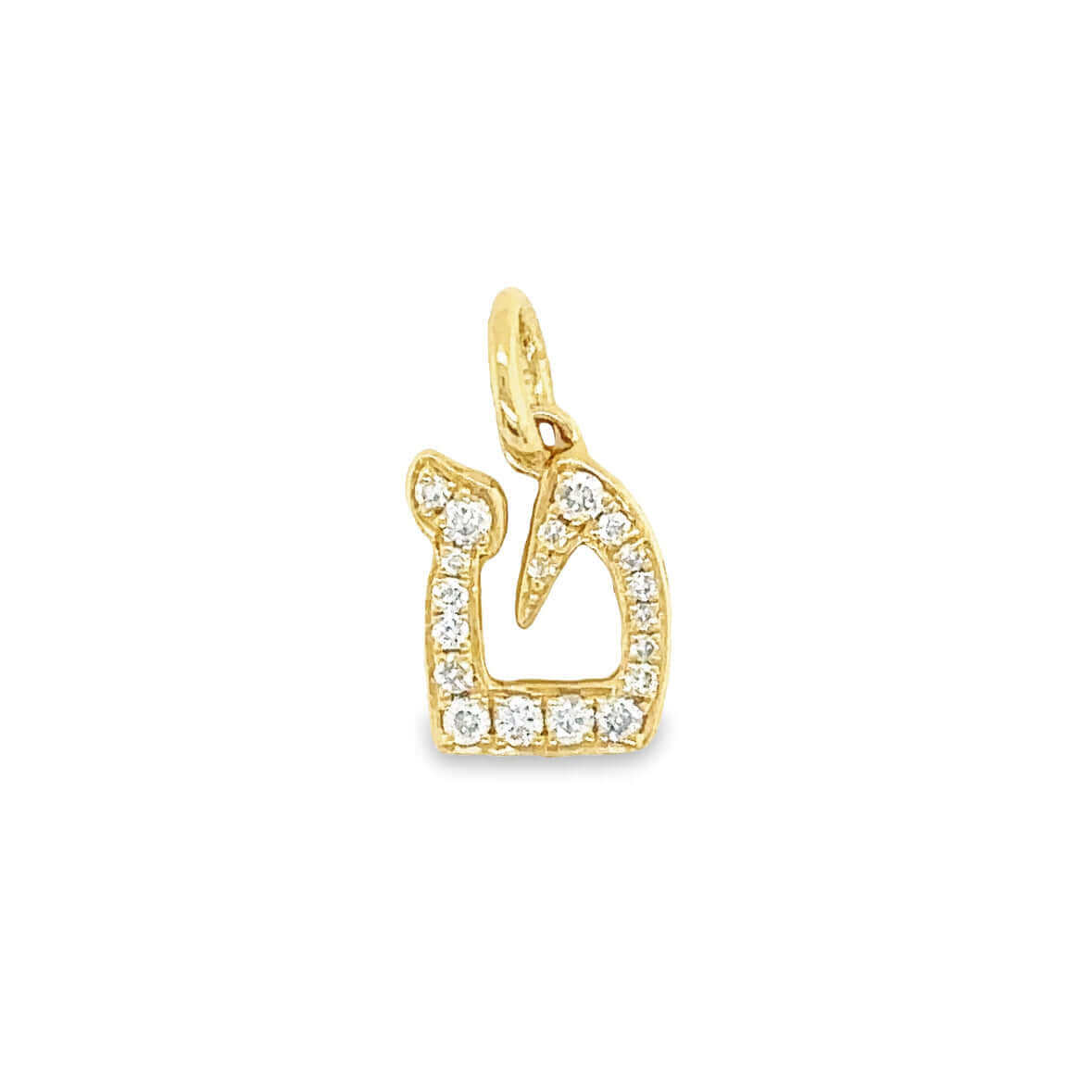 14K Gold Pave Diamond Personalized Hebrew Initial Necklace Charm - Charms & Pendants - Izakov Diamonds + Fine Jewelry