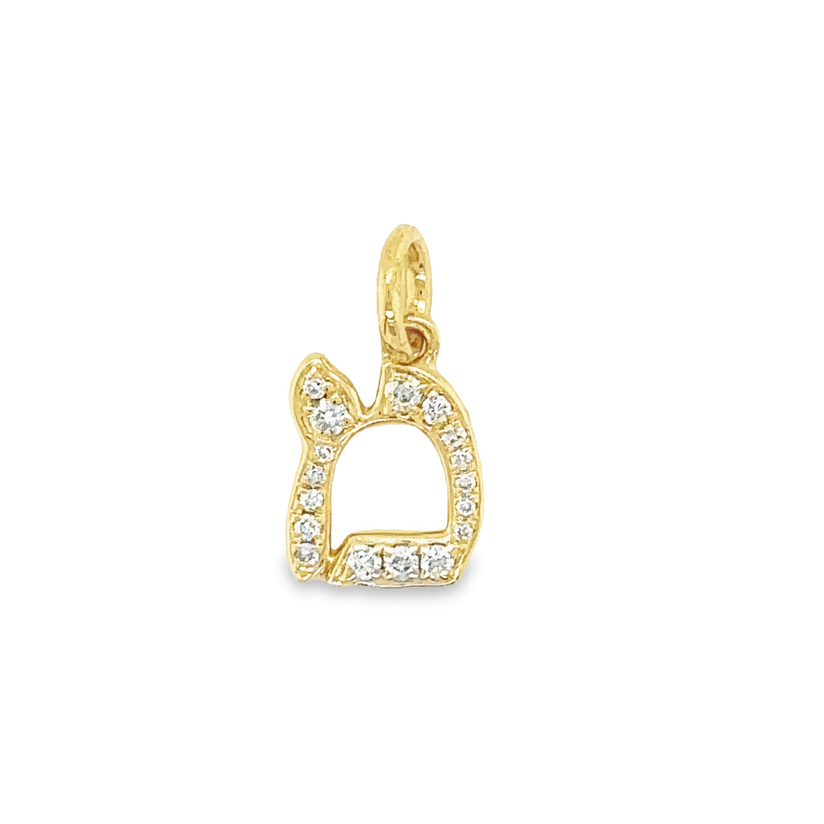 14K Gold Pave Diamond Personalized Hebrew Initial Necklace מ (Mem) White Gold Necklaces by Izakov Diamonds + Fine Jewelry | Izakov