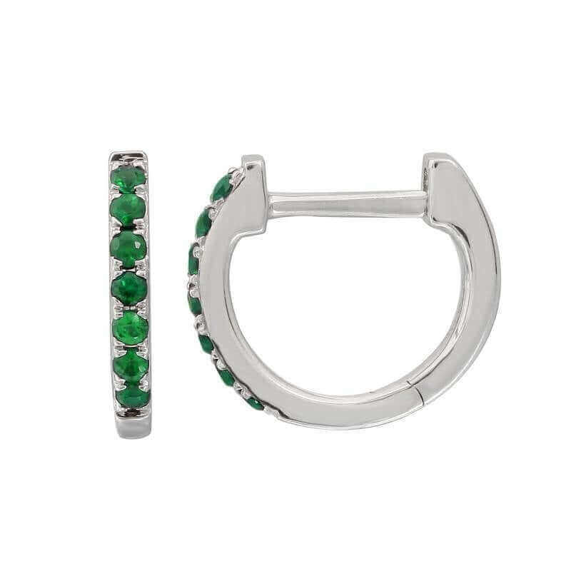 Silver hoop earrings with green gemstones from our luxury jewelry collection