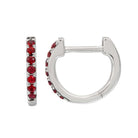 Silver hoop earrings with red gemstones from our jewelry collection.